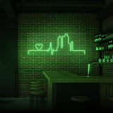 "HEARTBEAT CITY" NEON SKILT