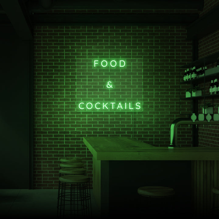 "FOOD & COCKTAILS" NEON SKILT