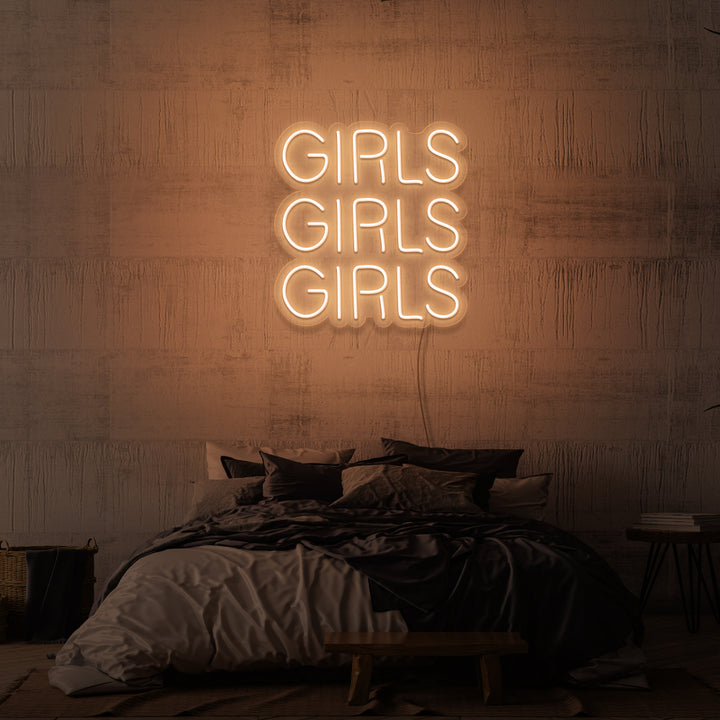 "GIRLS GIRLS GIRLS" NEON SKILT
