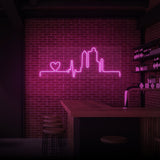 "HEARTBEAT CITY" NEON SKILT